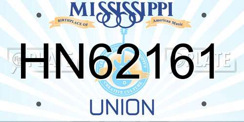 HN62161 Mississippi License Plate