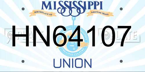 HN64107 Mississippi License Plate