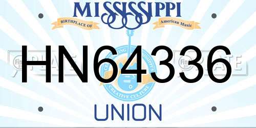 HN64336 Mississippi License Plate