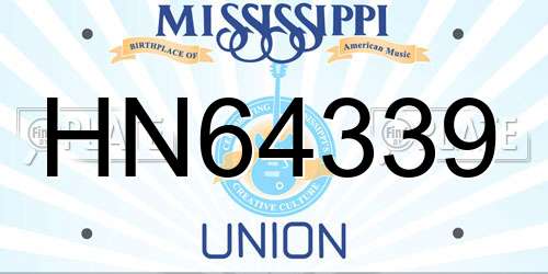 HN64339 Mississippi License Plate