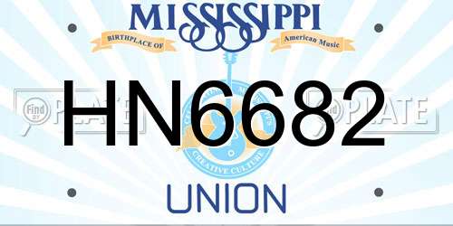 HN6682 Mississippi License Plate