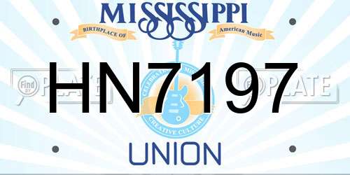 HN7197 Mississippi License Plate