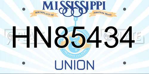 HN85434 Mississippi License Plate