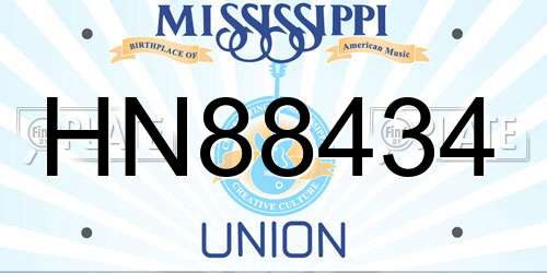 HN88434 Mississippi License Plate