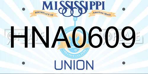 HNA0609 Mississippi License Plate