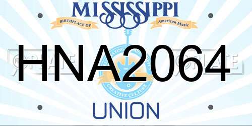 HNA2064 Mississippi License Plate