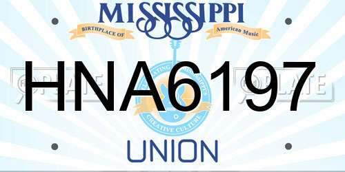 HNA6197 Mississippi License Plate