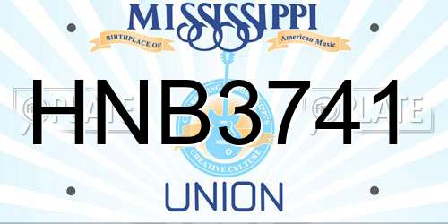 HNB3741 Mississippi License Plate