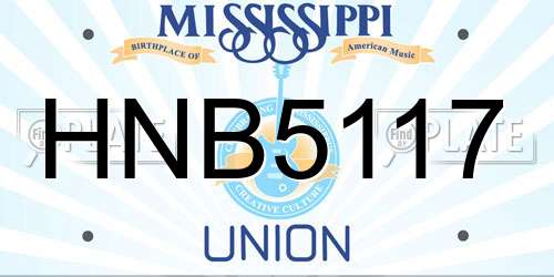 HNB5117 Mississippi License Plate
