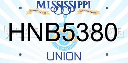 HNB5380 Mississippi License Plate
