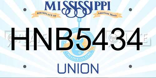 HNB5434 Mississippi License Plate