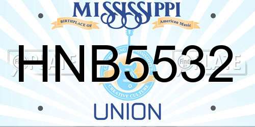 HNB5532 Mississippi License Plate