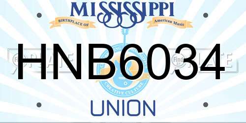 HNB6034 Mississippi License Plate