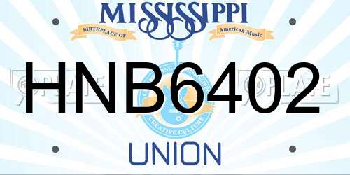 HNB6402 Mississippi License Plate