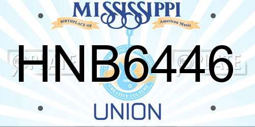 HNB6446 Mississippi License Plate