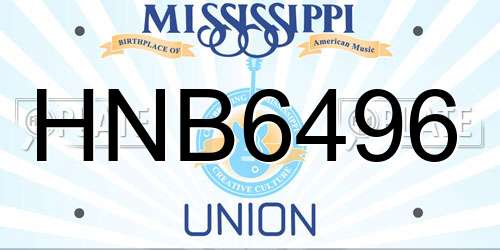 HNB6496 Mississippi License Plate