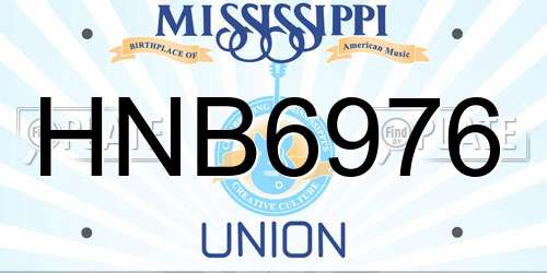HNB6976 Mississippi License Plate