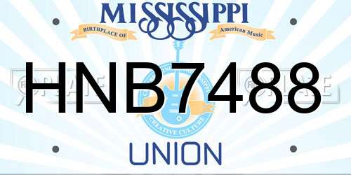 HNB7488 Mississippi License Plate