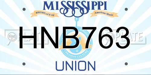 HNB763 Mississippi License Plate