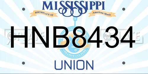 HNB8434 Mississippi License Plate