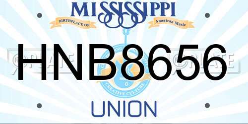 HNB8656 Mississippi License Plate