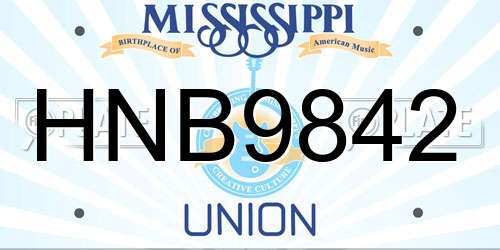 HNB9842 Mississippi License Plate