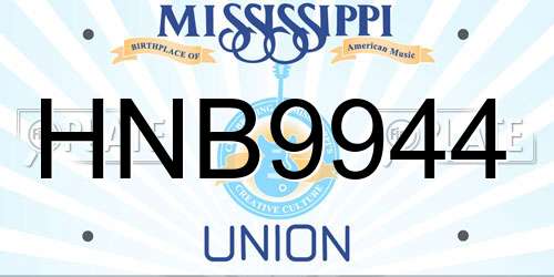 HNB9944 Mississippi License Plate