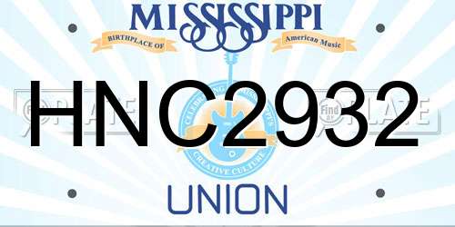 HNC2932 Mississippi License Plate