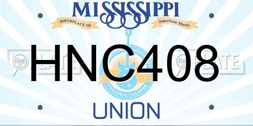 HNC408 Mississippi License Plate