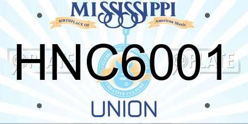 HNC6001 Mississippi License Plate
