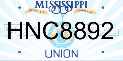 HNC8892 Mississippi License Plate