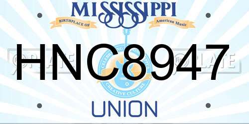 HNC8947 Mississippi License Plate
