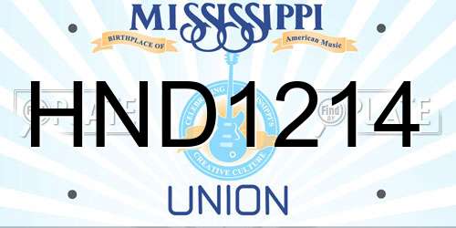 HND1214 Mississippi License Plate