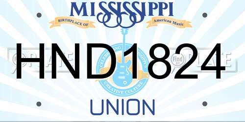 HND1824 Mississippi License Plate