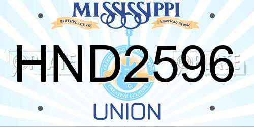 HND2596 Mississippi License Plate