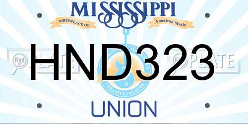 HND323 Mississippi License Plate