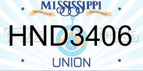 HND3406 Mississippi License Plate