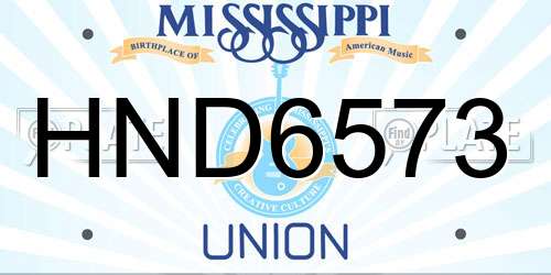 HND6573 Mississippi License Plate