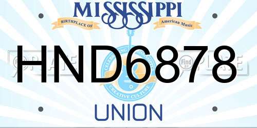 HND6878 Mississippi License Plate