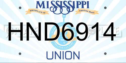 HND6914 Mississippi License Plate