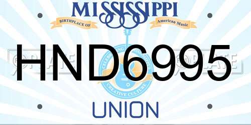HND6995 Mississippi License Plate