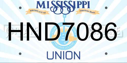 HND7086 Mississippi License Plate