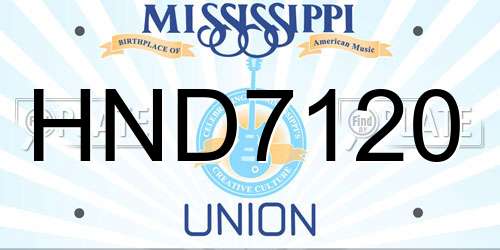 HND7120 Mississippi License Plate