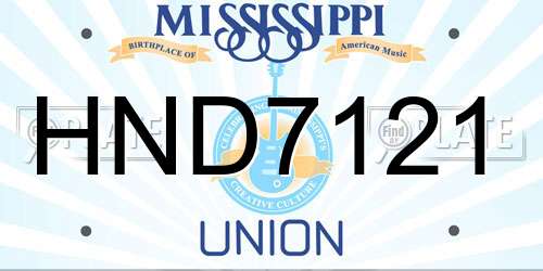 HND7121 Mississippi License Plate