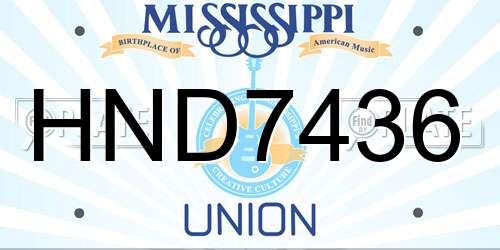 HND7436 Mississippi License Plate