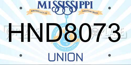 HND8073 Mississippi License Plate