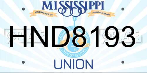 HND8193 Mississippi License Plate