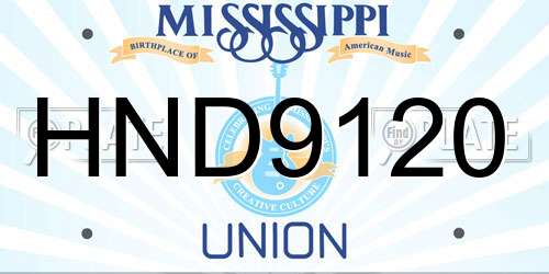 HND9120 Mississippi License Plate