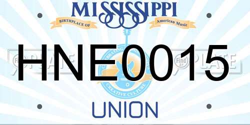 HNE0015 Mississippi License Plate