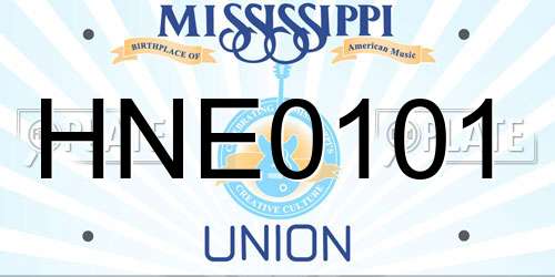 HNE0101 Mississippi License Plate